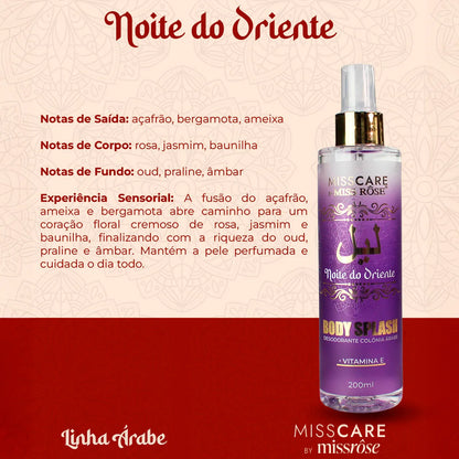 Body Splash Árabe Deodorant Cologne Night of the East 200ml - Miss Rôse