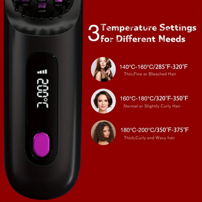 Portable Cordless Straightener Hair Comb Electric Negative Ion Anti Scald Fast Heated Straightening Brush Hair Styling Tool