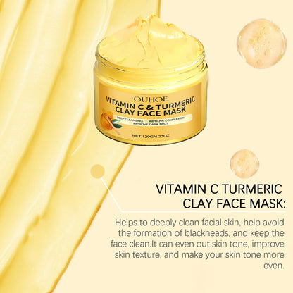 Vitamin C Turmeric Clay Mask Blackhead Removal Anti-Acne Oil Control Even Tone Anti-Irritation Whitening Nourish Sooth Mud Masks