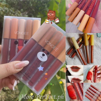 5pcs/set lip gloss set matte velvet lipstick easy to color lipstick female student lip gloss