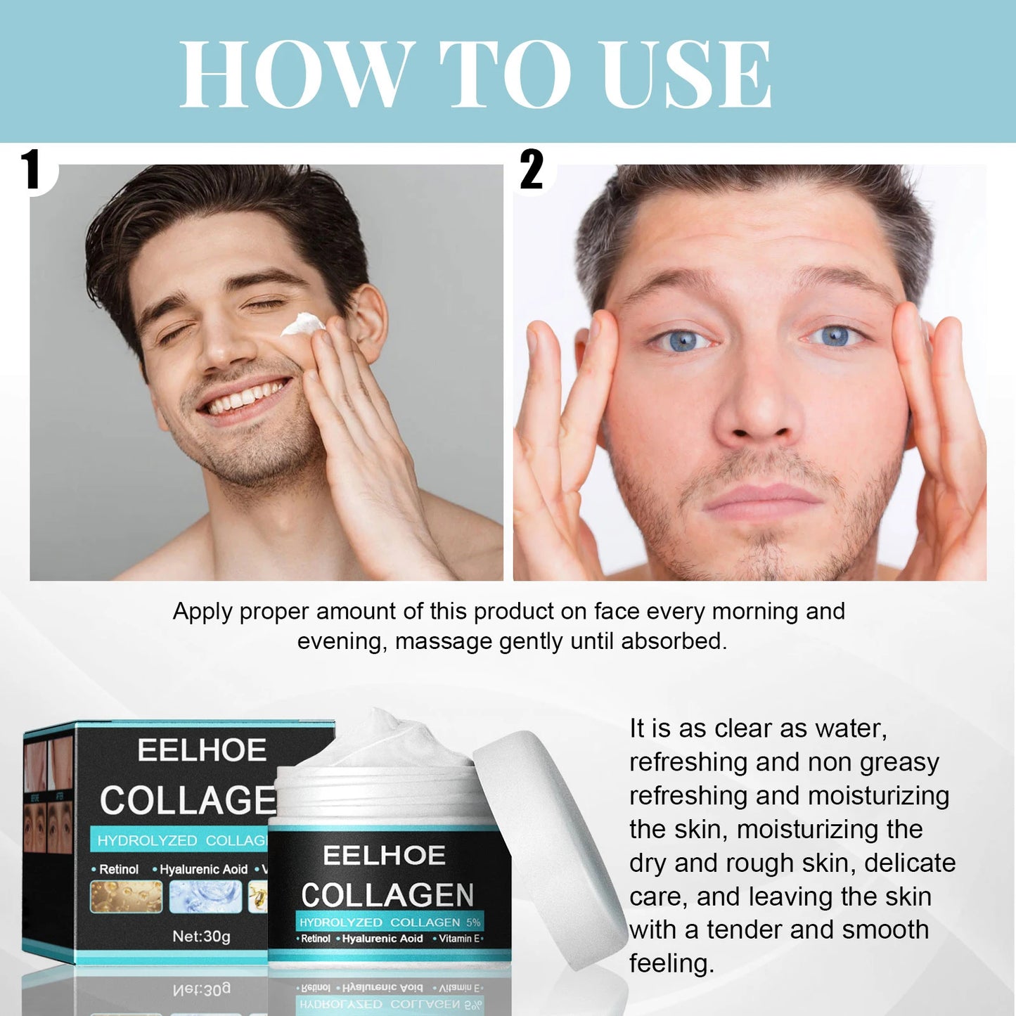EELHOE Men Face Cream Gentle Moisturizing Reduce Dryness Firming Remove Wrinkles Prevent Aging Enhance Elasticity Men Face Cream