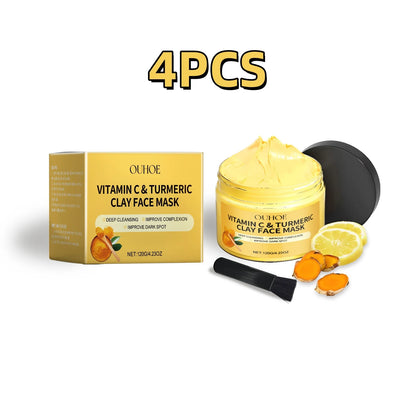 Vitamin C Turmeric Clay Mask Blackhead Removal Anti-Acne Oil Control Even Tone Anti-Irritation Whitening Nourish Sooth Mud Masks