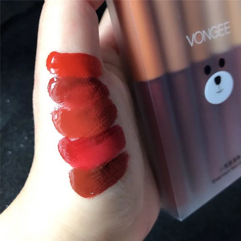 5pcs/set lip gloss set matte velvet lipstick easy to color lipstick female student lip gloss