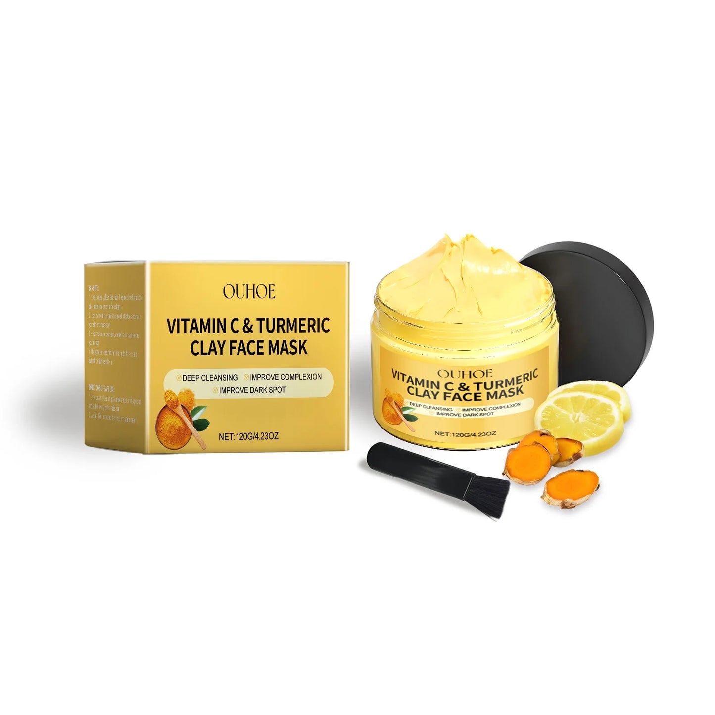Vitamin C Turmeric Clay Mask Blackhead Removal Anti-Acne Oil Control Even Tone Anti-Irritation Whitening Nourish Sooth Mud Masks