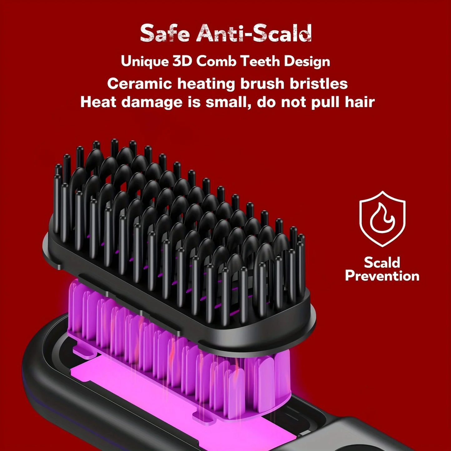 Portable Cordless Straightener Hair Comb Electric Negative Ion Anti Scald Fast Heated Straightening Brush Hair Styling Tool