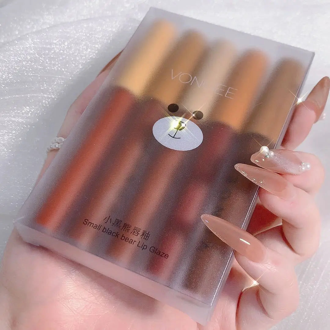 5pcs/set lip gloss set matte velvet lipstick easy to color lipstick female student lip gloss