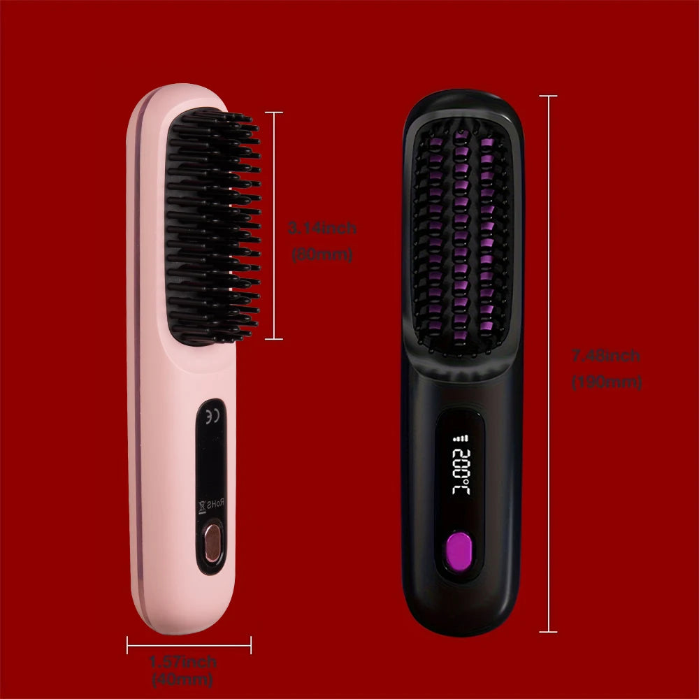 Portable Cordless Straightener Hair Comb Electric Negative Ion Anti Scald Fast Heated Straightening Brush Hair Styling Tool