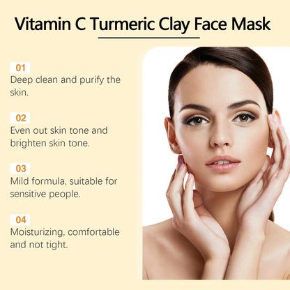 Vitamin C Turmeric Clay Mask Blackhead Removal Anti-Acne Oil Control Even Tone Anti-Irritation Whitening Nourish Sooth Mud Masks