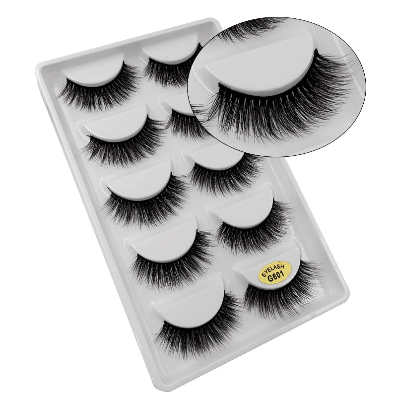 5 Pairs Multipack 3D Mink Lashes False Eyelashes Handmade Wispy Fluffy Long Lashes Natural Eye Makeup Tools Eye Lashes G806
