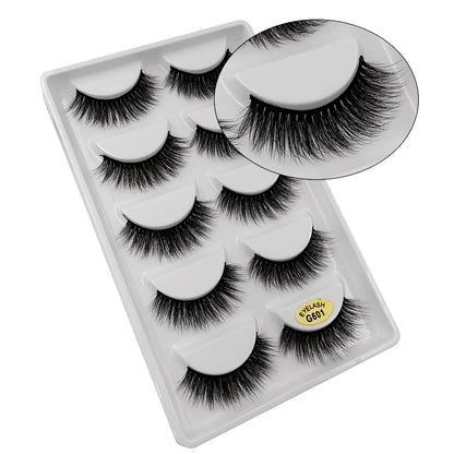 5 Pairs Multipack 3D Mink Lashes False Eyelashes Handmade Wispy Fluffy Long Lashes Natural Eye Makeup Tools Eye Lashes G806