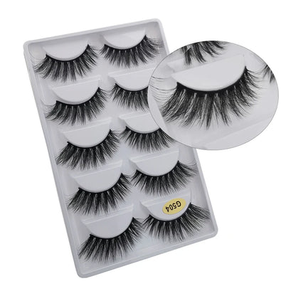 5 Pairs Multipack 3D Mink Lashes False Eyelashes Handmade Wispy Fluffy Long Lashes Natural Eye Makeup Tools Eye Lashes G806