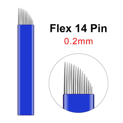 100pcs NANO Blue 0.2mm U SHape 12U 14U 16U 18U Microblading Needles for Permanent Makeup Supplies Manual Eyebrow Blades