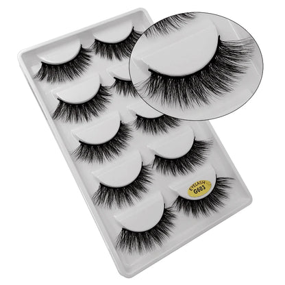 5 Pairs Multipack 3D Mink Lashes False Eyelashes Handmade Wispy Fluffy Long Lashes Natural Eye Makeup Tools Eye Lashes G806