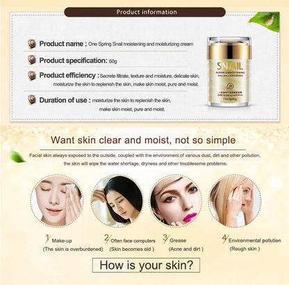 OneSpring Snail Cream Nourishing Anti Wrinkle+Gold Eye Cream Removal Dark Circles Eye Bag Repair Moisturizing Faical Skin Care