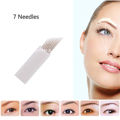 100pcs White 0.25mm Microblading Needles for Tattoo Lamina Tebori 7 9 11 12 14 Flex Blades U Shape Permanent Makeup Needle Blade