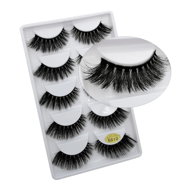 5 Pairs Multipack 3D Mink Lashes False Eyelashes Handmade Wispy Fluffy Long Lashes Natural Eye Makeup Tools Eye Lashes G806