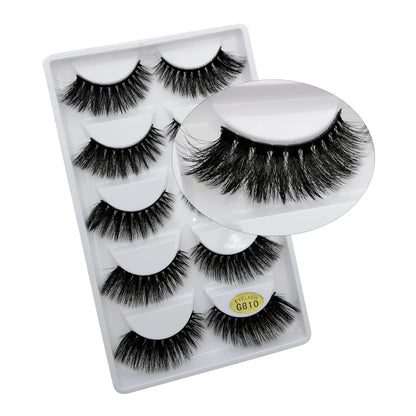 5 Pairs Multipack 3D Mink Lashes False Eyelashes Handmade Wispy Fluffy Long Lashes Natural Eye Makeup Tools Eye Lashes G806