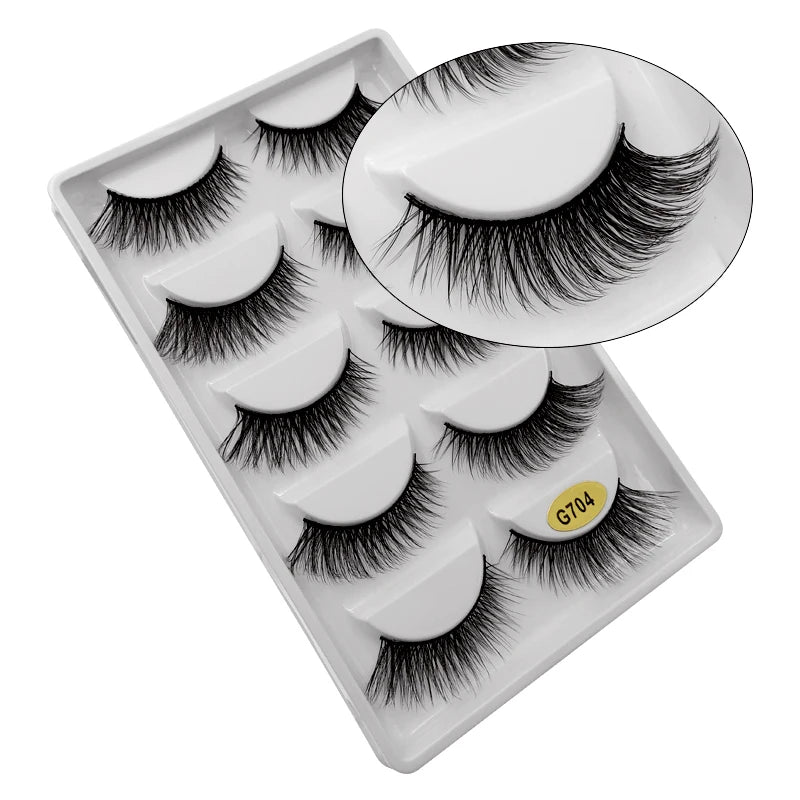 5 Pairs Multipack 3D Mink Lashes False Eyelashes Handmade Wispy Fluffy Long Lashes Natural Eye Makeup Tools Eye Lashes G806