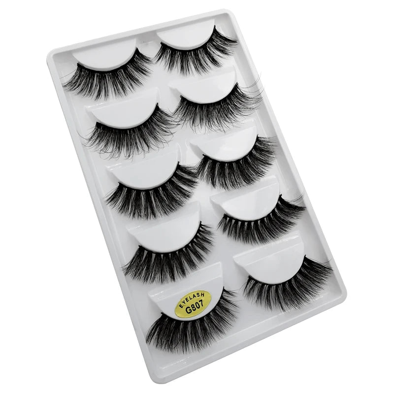 5 Pairs Multipack 3D Mink Lashes False Eyelashes Handmade Wispy Fluffy Long Lashes Natural Eye Makeup Tools Eye Lashes G806