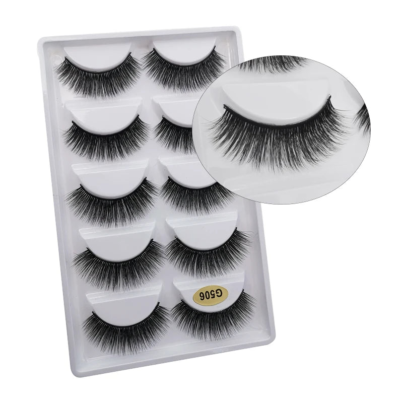 5 Pairs Multipack 3D Mink Lashes False Eyelashes Handmade Wispy Fluffy Long Lashes Natural Eye Makeup Tools Eye Lashes G806