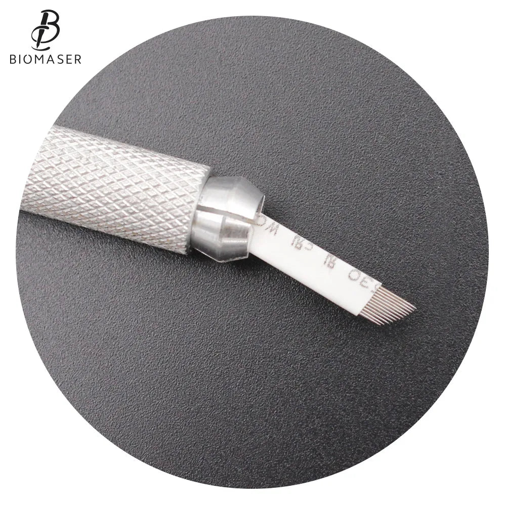 100pcs White 0.25mm Microblading Needles for Tattoo Lamina Tebori 7 9 11 12 14 Flex Blades U Shape Permanent Makeup Needle Blade