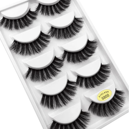 5 Pairs Multipack 3D Mink Lashes False Eyelashes Handmade Wispy Fluffy Long Lashes Natural Eye Makeup Tools Eye Lashes G806