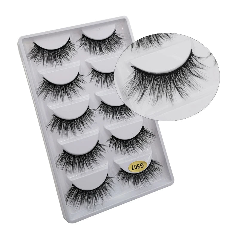 5 Pairs Multipack 3D Mink Lashes False Eyelashes Handmade Wispy Fluffy Long Lashes Natural Eye Makeup Tools Eye Lashes G806