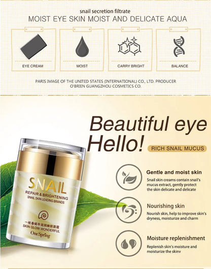 OneSpring Snail Cream Nourishing Anti Wrinkle+Gold Eye Cream Removal Dark Circles Eye Bag Repair Moisturizing Faical Skin Care