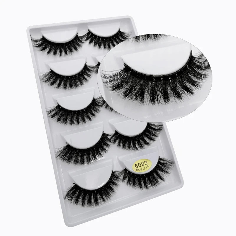 5 Pairs Multipack 3D Mink Lashes False Eyelashes Handmade Wispy Fluffy Long Lashes Natural Eye Makeup Tools Eye Lashes G806