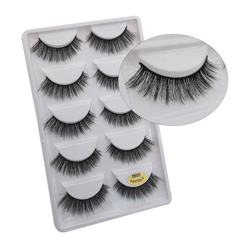5 Pairs Multipack 3D Mink Lashes False Eyelashes Handmade Wispy Fluffy Long Lashes Natural Eye Makeup Tools Eye Lashes G806