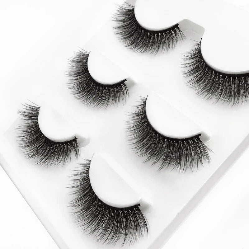 SHIDISHANGPIN 3 pairs 27 styles 3D Faux Mink Hair Soft False Eyelashes Fluffy Wispy Thick Fake Lash Handmade Eyelash Eye Makeup