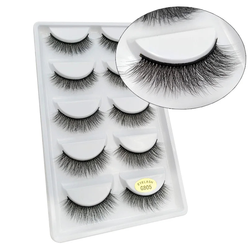 5 Pairs Multipack 3D Mink Lashes False Eyelashes Handmade Wispy Fluffy Long Lashes Natural Eye Makeup Tools Eye Lashes G806