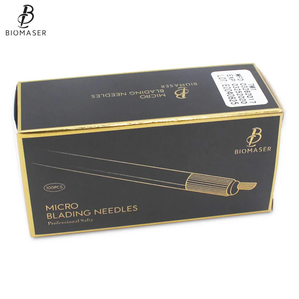 100pcs White 0.25mm Microblading Needles for Tattoo Lamina Tebori 7 9 11 12 14 Flex Blades U Shape Permanent Makeup Needle Blade