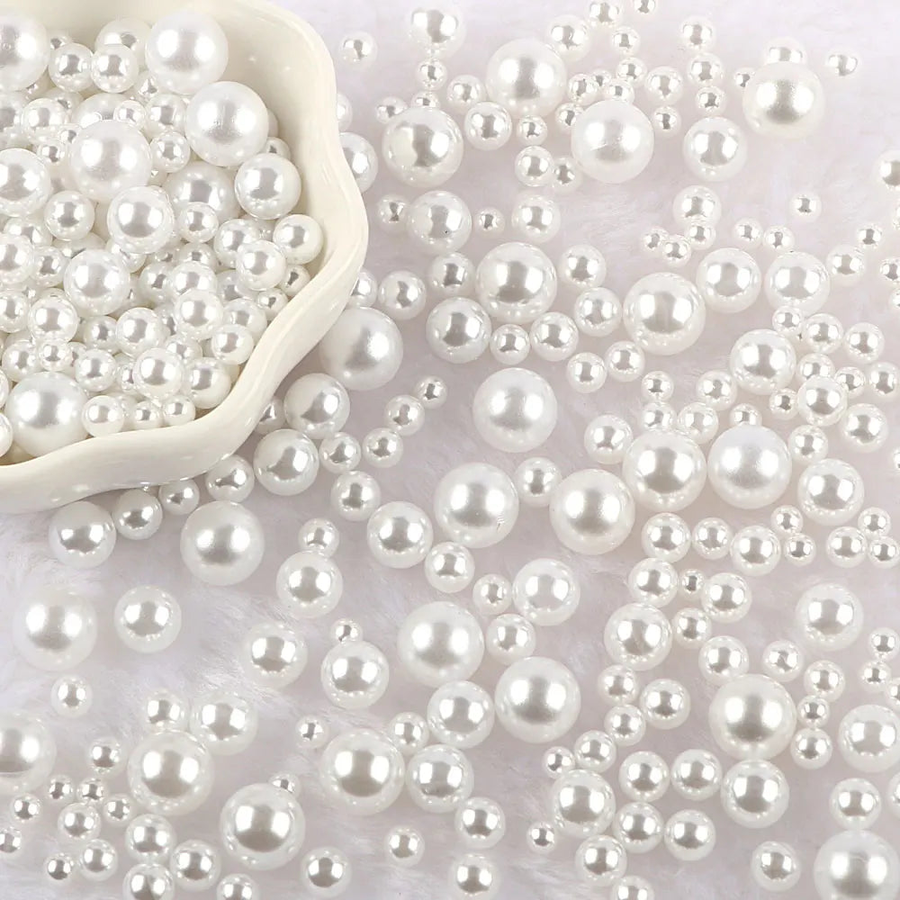 10g Random Mix 3-10mm No Hole ABS Imitation Pearl Bead For Vase Filler Makeup Brush For DIY  Jewelry Making  Decor  F0912