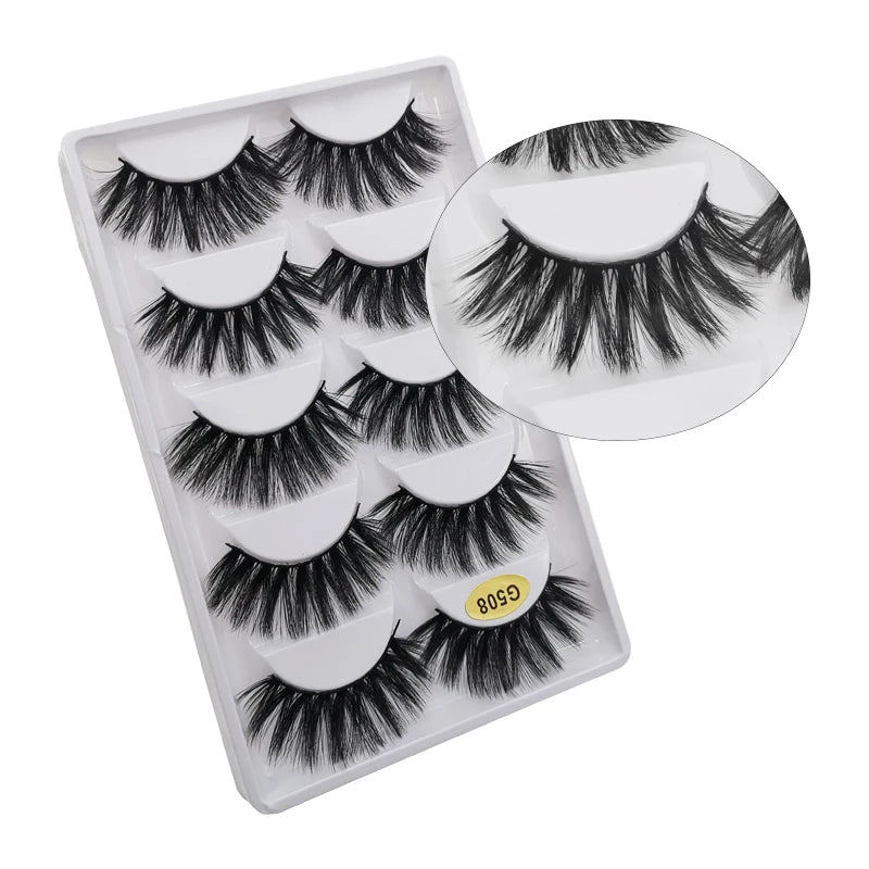 5 Pairs Multipack 3D Mink Lashes False Eyelashes Handmade Wispy Fluffy Long Lashes Natural Eye Makeup Tools Eye Lashes G806