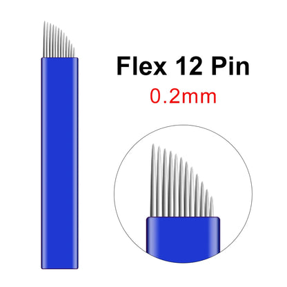 100pcs NANO Blue 0.2mm U SHape 12U 14U 16U 18U Microblading Needles for Permanent Makeup Supplies Manual Eyebrow Blades