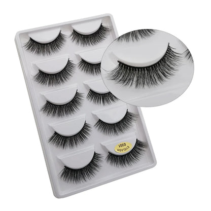 5 Pairs Multipack 3D Mink Lashes False Eyelashes Handmade Wispy Fluffy Long Lashes Natural Eye Makeup Tools Eye Lashes G806