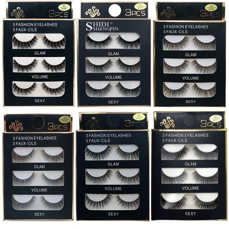 SHIDISHANGPIN 3 pairs 27 styles 3D Faux Mink Hair Soft False Eyelashes Fluffy Wispy Thick Fake Lash Handmade Eyelash Eye Makeup