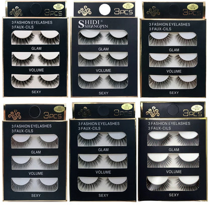 SHIDISHANGPIN 3 pairs 27 styles 3D Faux Mink Hair Soft False Eyelashes Fluffy Wispy Thick Fake Lash Handmade Eyelash Eye Makeup