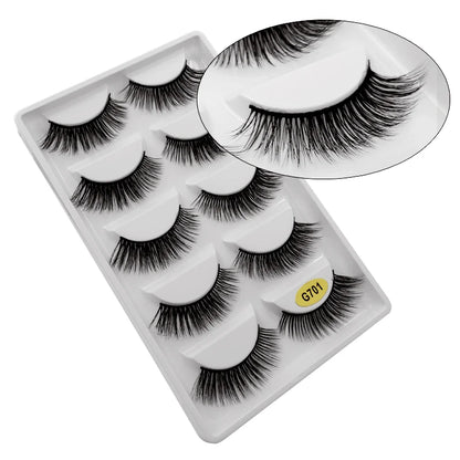 5 Pairs Multipack 3D Mink Lashes False Eyelashes Handmade Wispy Fluffy Long Lashes Natural Eye Makeup Tools Eye Lashes G806