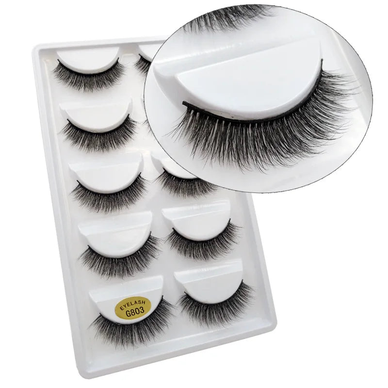 5 Pairs Multipack 3D Mink Lashes False Eyelashes Handmade Wispy Fluffy Long Lashes Natural Eye Makeup Tools Eye Lashes G806