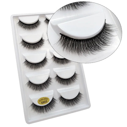 5 Pairs Multipack 3D Mink Lashes False Eyelashes Handmade Wispy Fluffy Long Lashes Natural Eye Makeup Tools Eye Lashes G806
