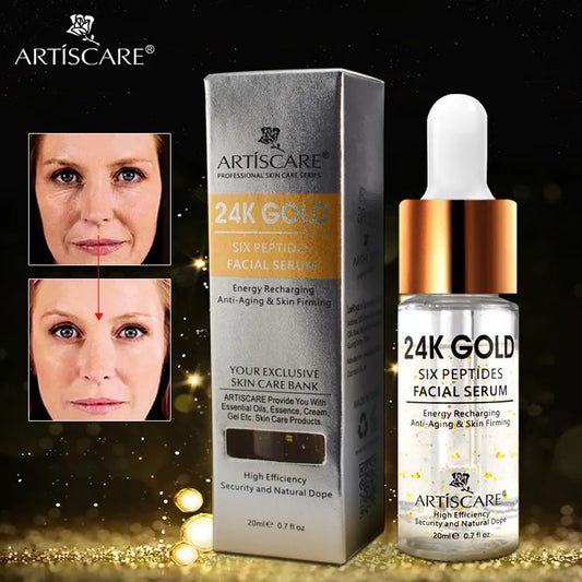 ARTISCARE 24k gold serum six peptides 20ml whitening moisturizing hyaluronic acid serum for face anti wrinkles facial skin care
