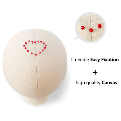 Canvas Wig Head Wig Stand 21-24inch Mannequin Head for Hairstyling Displaying Making Wig Stand With Head Wig Supports Holder