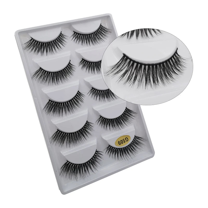 5 Pairs Multipack 3D Mink Lashes False Eyelashes Handmade Wispy Fluffy Long Lashes Natural Eye Makeup Tools Eye Lashes G806