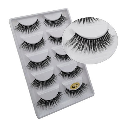 5 Pairs Multipack 3D Mink Lashes False Eyelashes Handmade Wispy Fluffy Long Lashes Natural Eye Makeup Tools Eye Lashes G806