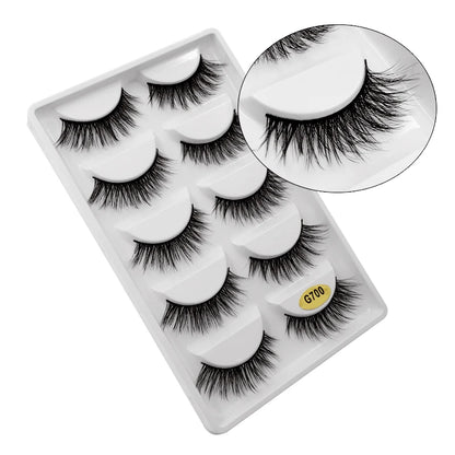 5 Pairs Multipack 3D Mink Lashes False Eyelashes Handmade Wispy Fluffy Long Lashes Natural Eye Makeup Tools Eye Lashes G806
