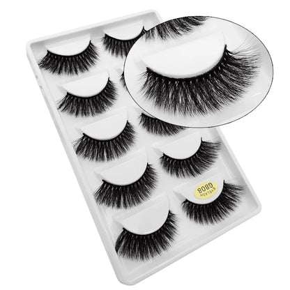 5 Pairs Multipack 3D Mink Lashes False Eyelashes Handmade Wispy Fluffy Long Lashes Natural Eye Makeup Tools Eye Lashes G806