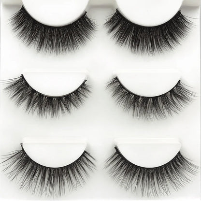 SHIDISHANGPIN 3 pairs 27 styles 3D Faux Mink Hair Soft False Eyelashes Fluffy Wispy Thick Fake Lash Handmade Eyelash Eye Makeup