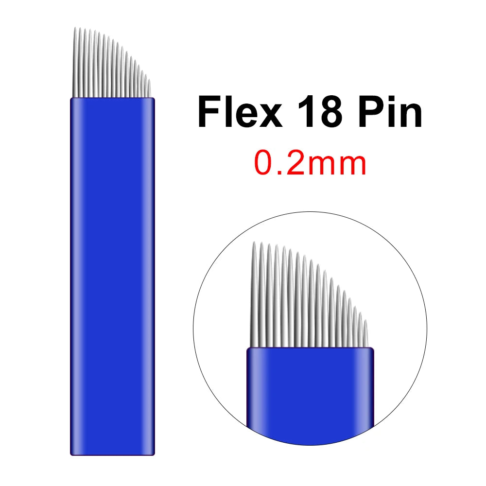 100pcs NANO Blue 0.2mm U SHape 12U 14U 16U 18U Microblading Needles for Permanent Makeup Supplies Manual Eyebrow Blades